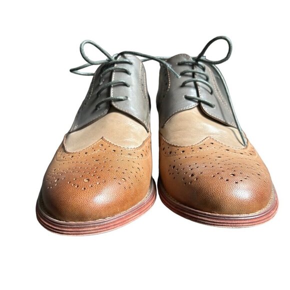 Brown and Grey Formal Lace Up Oxford Shoes US 8.5 - Picture 5 of 7